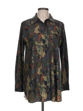 Lysse Green Camo Button-Up Blouse